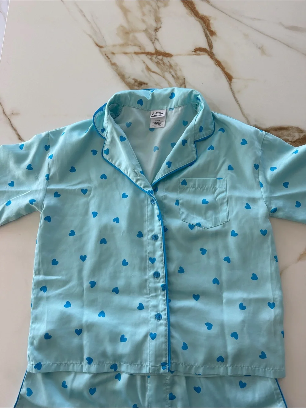 art class Light Blue Heart-Print Short Pajama Set